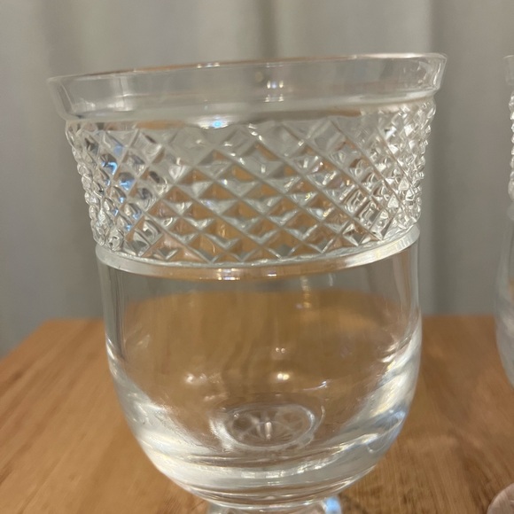 2 Vintage Cavan Ireland Regency Faceted Cut Crysta wine glasses